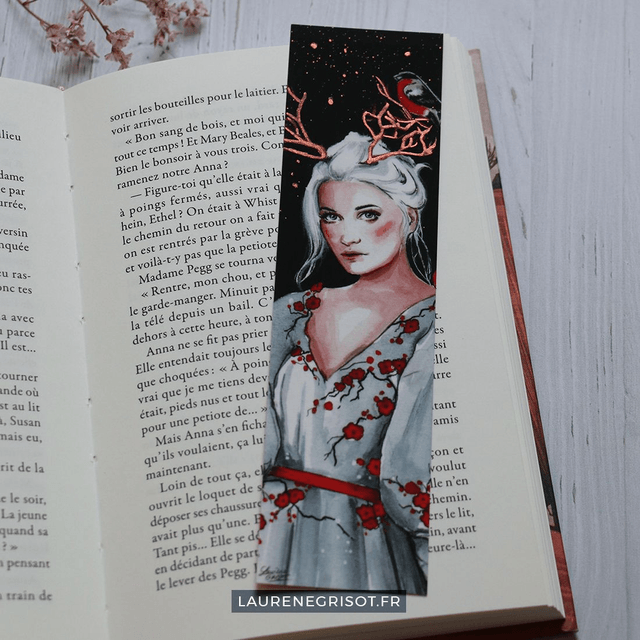 Girls with red birds (bookmark)